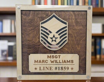 Air Force Promotion Gift Plaque, Military Promotion Gift for Officer or Enlisted USAF, Perfect for Promotion, Retirement or PCS