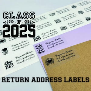 Graduation Return Address Labels - 2025 Graduation Stickers - Clear Personalized Return Address Labels, for Graduation Invitations
