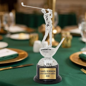 Personalized golf award for men | Custom Engraved Personalized golf trophy, designed for Golf leagues celebrating League awards and Corporate golf outings, also great for Retirement