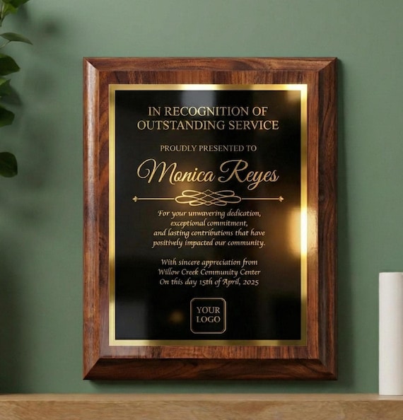 Personalized Cherry Finish Award Plaque, Custom Employee Recognition, Retirement, or Appreciation Gift, Elegant Custom Wall Plaque
