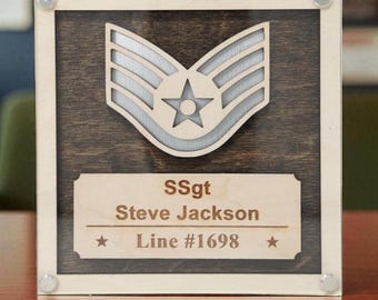 Air Force Promotion Gift Plaque, Military Promotion Gift for Officer or Enlisted USAF, Perfect for Promotion, Retirement or PCS