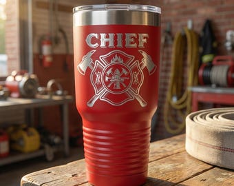 Fire Chief Tumbler - Personalized Retirement Gift for Firefighter Promotion - Laser Engraved Custom Name
