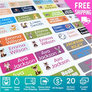 Custom School Name Labels | Full Color, Dishwasher Safe, Personalized Waterproof Name Stickers for Daycare, School Supply Labels