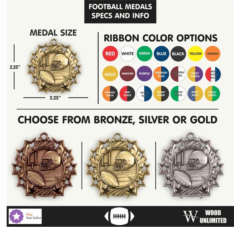 Personalized Football Team Medals, Football Player Medallions With Neck ...