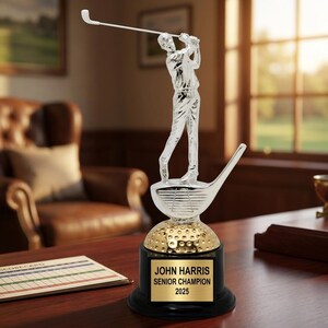 Youth golf league championship award | Golf Award with personalized engraving, ideal recognition gift for Golf coaches, Club championships, and Employee appreciation events