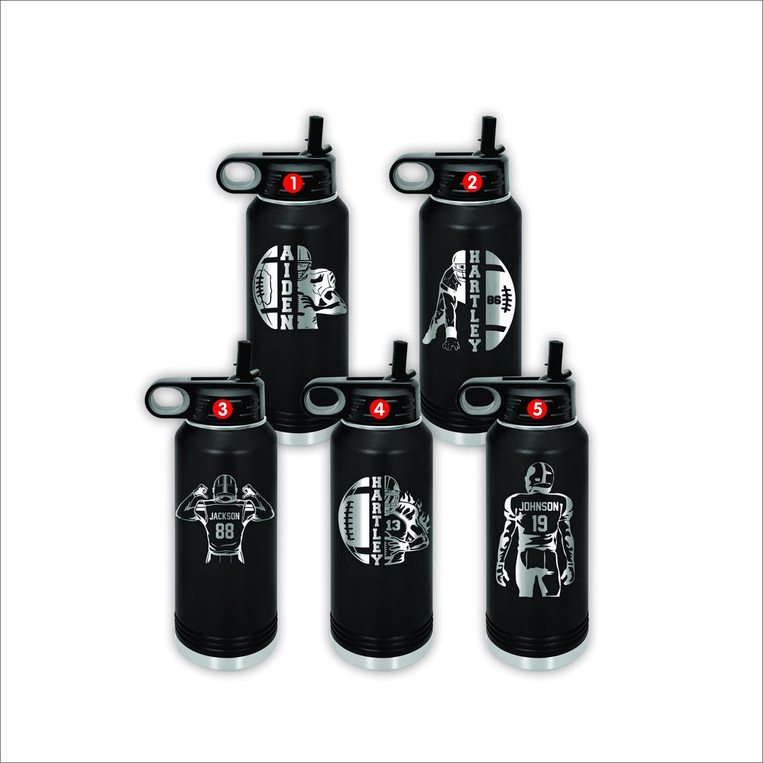 Personalized Football Water Bottles - Custom Engraved 32oz Stainless ...