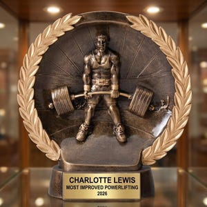 Personalized | Powerlifting Award | Custom Engraved | Powerlifting Trophy | Deadlift Award | Weightlifting Gift | Gym Trophy