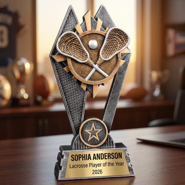 Puchar Lacrosse | Spersonalizowana nagroda Lacrosse | Grawerowana tabliczka z imieniem | Puchar MVP Lacrosse | Prezent Lacrosse