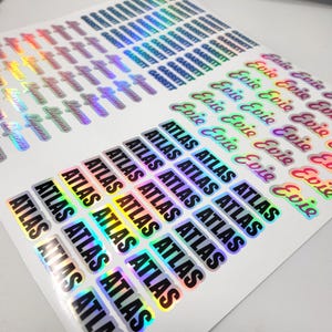 Custom Holographic Name Labels | Full Color, Waterproof Name Stickers for Daycare, School & More!