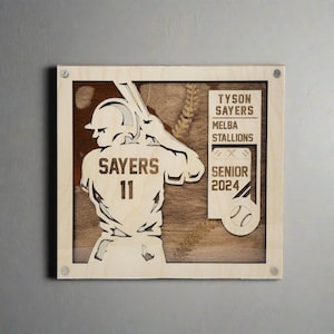 Personalized Baseball Gift Plaque , 3D Baseball Sign, Baseball Senior ...