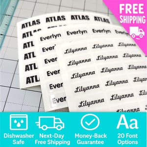 Small Clear Name Labels for School Supplies, Dishwasher Safe, Waterproof Name Labels, Personalized Clear School Stickers, Kids Name Labels,