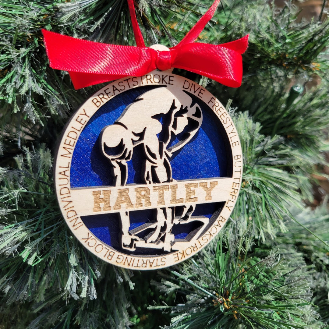 Girls Swimming Christmas Ornament, Personalized Swimming Ornament