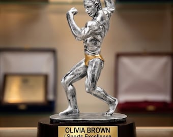 Bodybuilding Sports Trophy | Personalized Award | Custom Engraved | Male Bodybuilder | Weightlifting Gift | Competition Trophy