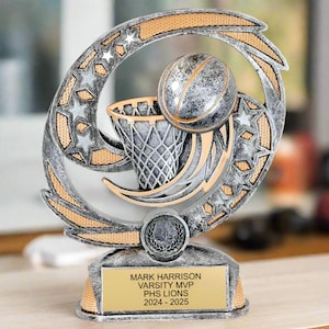 Personalized Basketball Trophy – Personalized Trophy for Basketball Players, Coaches, and Teams, Hurricane Style Trophy for Basketball Teams