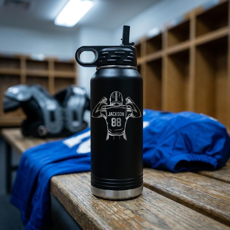 Personalized Football Water Bottles – Custom Engraved 32oz Stainless ...