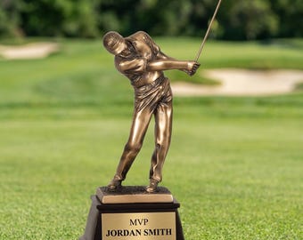 Trophée de golf personnalisé 23 cm de haut - Récompense de joueur par excellence de la ligue des jeunes, gravée sur mesure, cadeau d'entraîneur pour un banquet d'équipe et un tournoi de golf