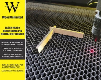 Laser Ready Honeycomb Pins - Right Angle Jig File -  Lightburn - Omtech - CO2 Lasers File -  Glowforge Accessory | Instant Download