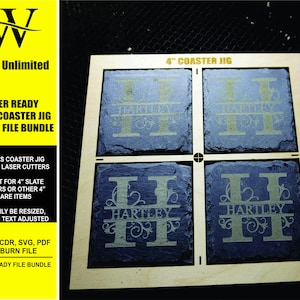 Laser Ready Coaster Jig-Slate Coaster Jig File - Lightburn - Omtech - CO2 Lasers File - Glowforge Accessoire | Directe download