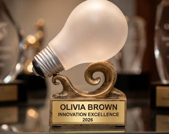 Personalisiert | Inovationspreis | Individuell graviert | Glühbirne Trophäe | Idee Trophäe | Mitarbeiter Anerkennung | Akademische Auszeichnung