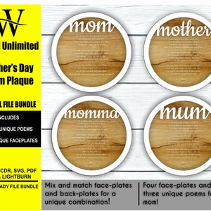 Laser Cut Digital File Bundle, Mother's Day Gift, Glowforge Files, Mother's Day Laser Cut File Download, Mum, Mom, Mother, Momma