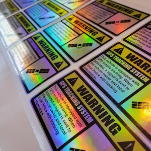 GPS Vehicle Car Alarm Security Caution Warning Decal Sticker, Holographic GPS Tracking Sticker for Cars