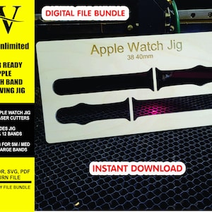 Laser Ready Apple Watch Jig File -  Lightburn - Omtech - CO2 Lasers File -  Glowforge Accessory | Instant Download - 2, 6 and 12 band jig