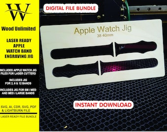 Laser Ready Apple Watch Jig File -  Lightburn - Omtech - CO2 Lasers File -  Glowforge Accessory | Instant Download - 2, 6 and 12 band jig