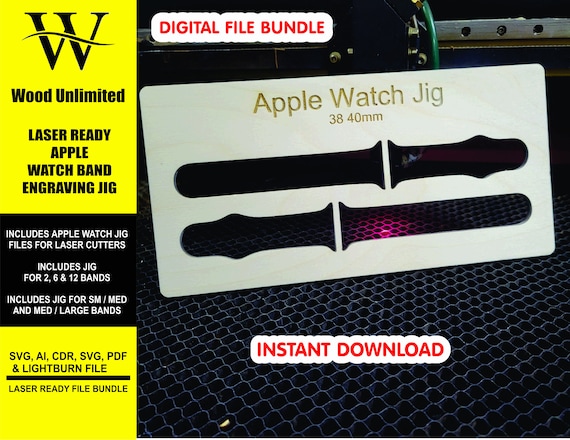 Laser Ready Apple Watch Jig File -  Lightburn - Omtech - CO2 Lasers File -  Glowforge Accessory | Instant Download - 2, 6 and 12 band jig
