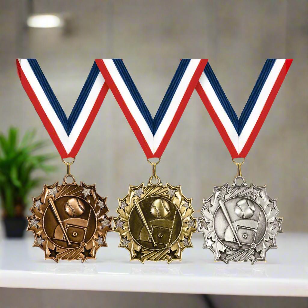 Personalized Baseball Team Medals, Baseball Player Medallions with Neck Ribbon, Softball Player Medals for Players and Coaches