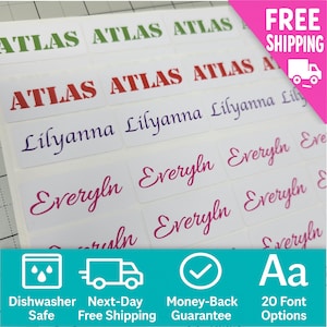 Waterproof Name Stickers Personalized Labels, Medium Sized White Name Labels, School stickers, Kids Labels, Dishwasher Safe Daycare Labels
