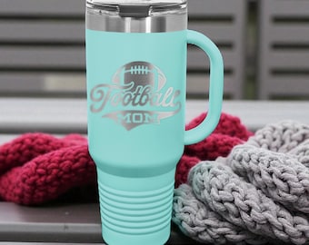 Football Mom Gift 40oz Tumbler with Handle | Personalized Football Mom Gift | Game Day Cup, Team Mom Gift
