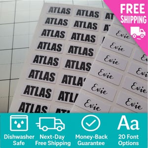 Personalized Name Stickers for Kids - Small Waterproof Name Labels for Daycare, School, and Camp, Dishwasher Safe Supply Labels, Name Tags