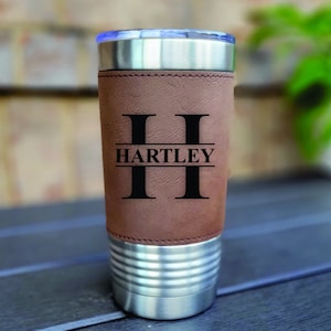 Personalized Engraved 20oz Tumbler, Valentines Husband Gift, Tumbler Personalized, Leatherette Tumbler, Boyfriend Gift, Dad Birthday Gift