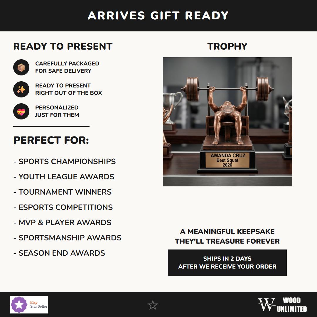 Weightlifting Award | Personalized Bench Press Trophy | Crossfit Award ...