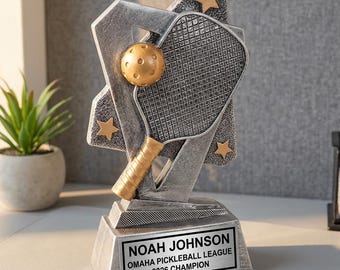 Trofeo de Pickleball Personalizado - Campeón 2026 - Placa con Nombre Grabado - Premio al Jugador Personalizado