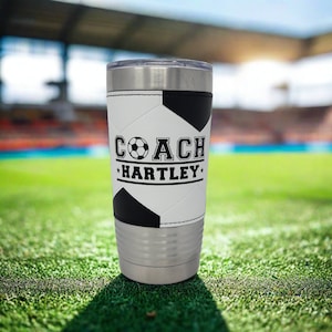 Personalized Soccer Coach Gift Tumbler! Insulated Tumbler Appreciation Gift For Soccer Coach! Soccer Textured Coach Gift