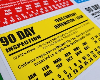 California 90 Day Inspection Labels for BIT / DOT Inspection Decals