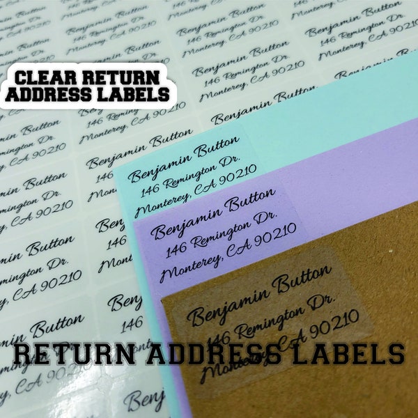 Clear Return Address Labels, Personalized Address Labels, Waterproof Labels, Custom Address Labels, Custom Clear Labels