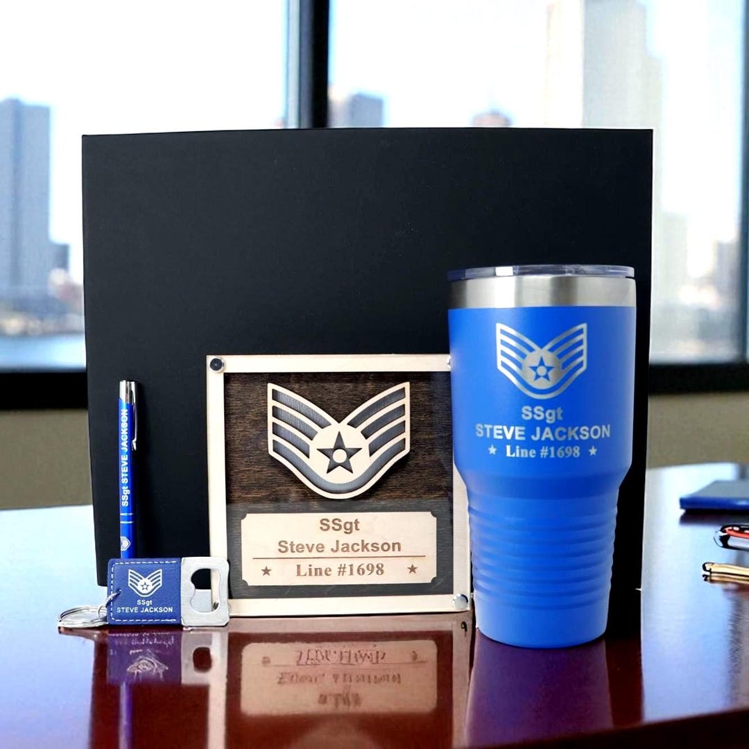 Air Force Promotion Gift Set, Plaque, Tumbler, OTS Gift Box Air Force Promotion Gift Set, Plaque, Tumbler, OTS Gift Box