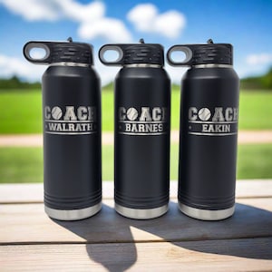 Personalized Baseball Coach Water Bottle, Coach Gift for Baseball Coach, T-Ball, Little League, Dixie Youth Baseball Coach Water Bottle
