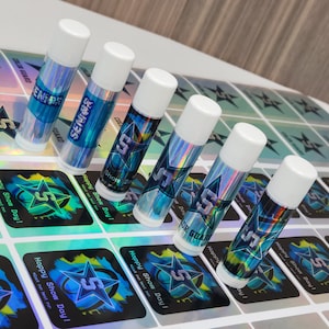 Holographic Customized Lip Balm Labels With Your Logo/Text, Full Color Labels, Waterproof Cosmetic Labels, Personalized Chapstick Labels