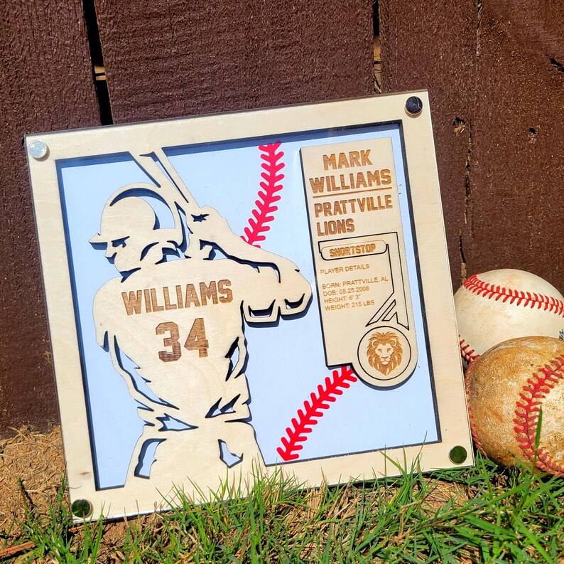 Custom Baseball Player Stats Plaque - 3D Layered Baseball Award With ...
