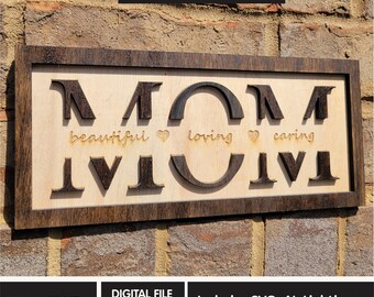 Laser Cut Mom Sign - Digital File Bundle for Laser Cutters - Customizable Laser Cutting Design for Mother's Day