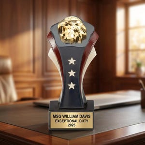 Military Award Trophy | Personalized | Custom Engraved | Retirement | Promotion | Achievement | Service Recognition