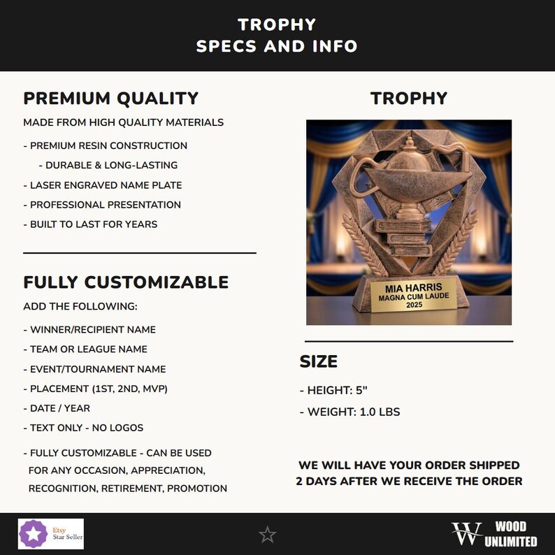 Personalized | Academic Award | Custom Engraved | Academic Trophy ...
