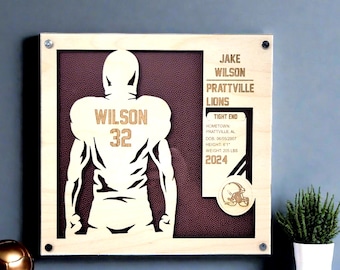 Personalized Football Sign, 3D Football Sign, Football Senior Gift, Custom Football Sign, Football Player, Football Season Gift, Trophy