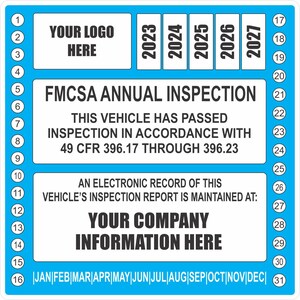 FHWA or FMCSA Inspection Labels for Annual Truck Inspections, Yearly ...