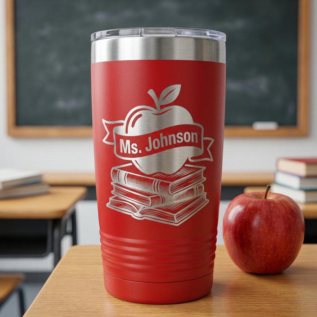 Teacher Appreciation Tumbler - Personalized Apple Gift, Custom End of ...