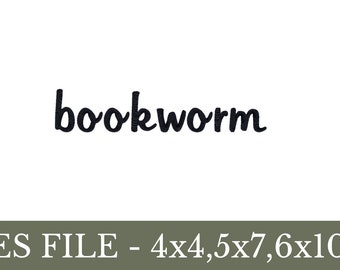 Boookworm - Embroidery Design - Embroidery Book Design PES FILE 4x4, 5x7, 6x10