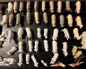 Lot De Figurines Animaux De Ferme En Plomb - Chèvres Et Moutons - Couleur Effacée (occasion)
